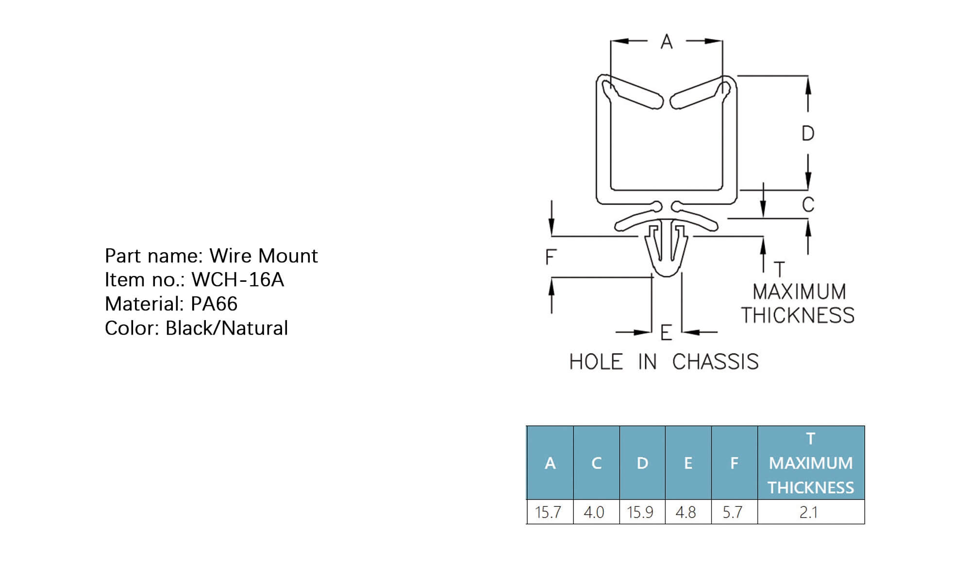 Plastic Wire Mount WCH-16A